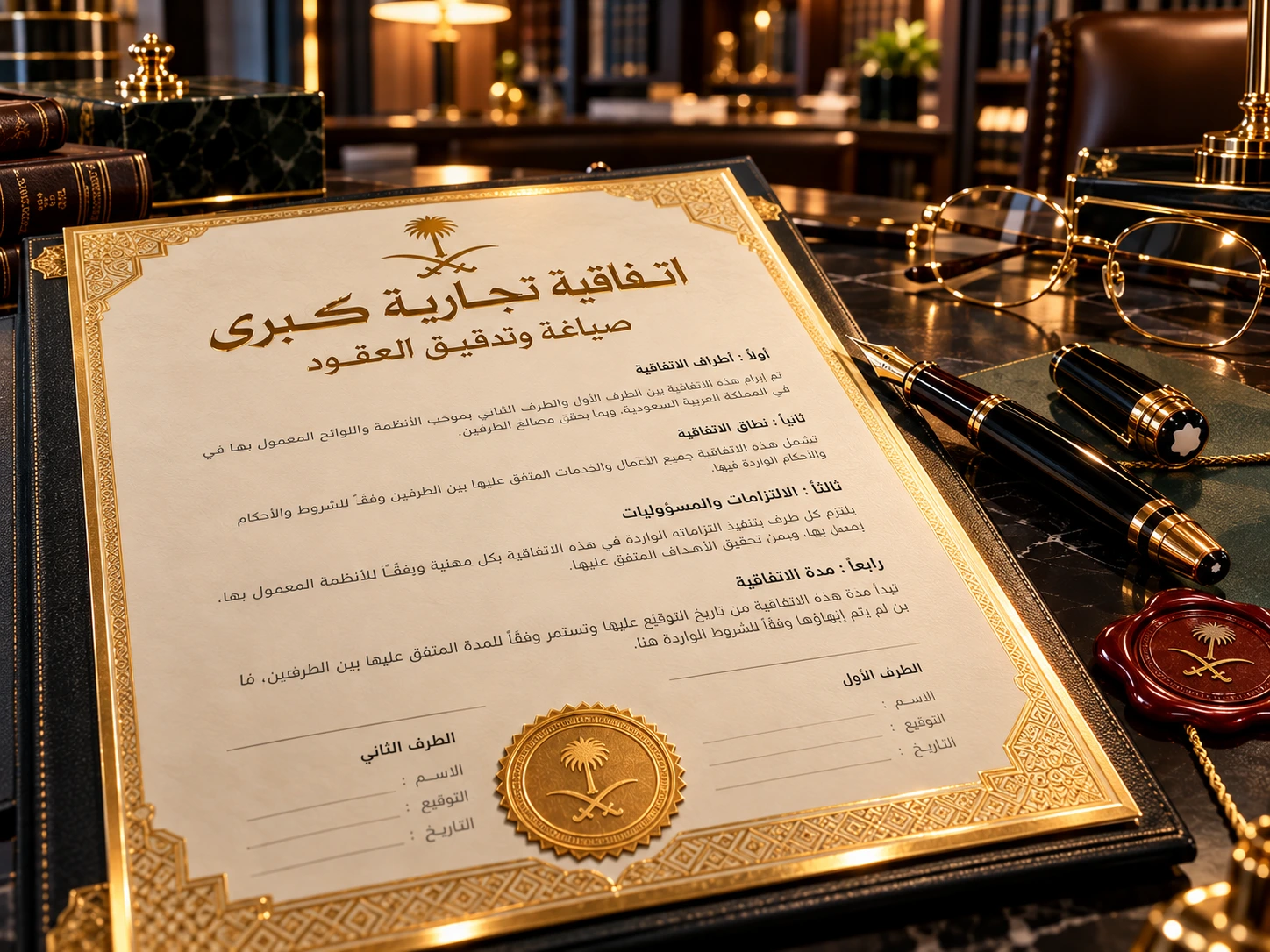 صياغة وتدقيق العقود والاتفاقيات التجارية